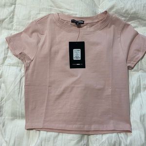 Pink crop top shirt, NEVER WORN
